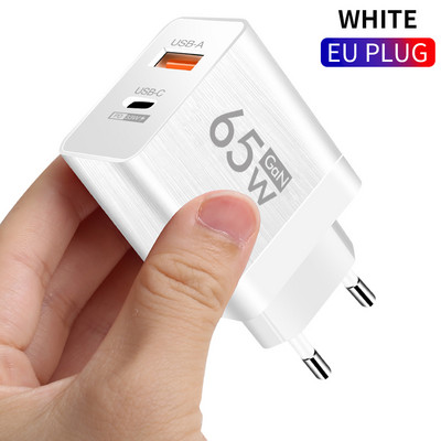 65 W USB Type C Gyorstöltés GaN töltő Tápadapter fali töltő iPhone 14 13 Xiaomi Samsung Quick Charge 3.0 telefontöltőhöz