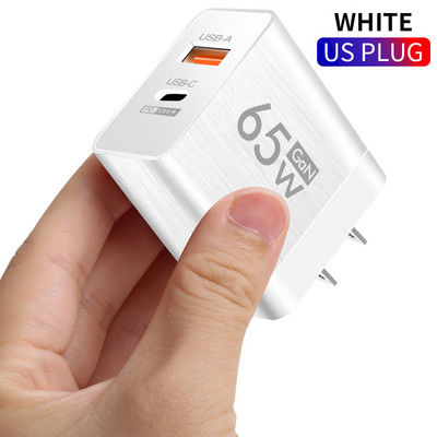 65 W USB Type C Gyorstöltés GaN töltő Tápadapter fali töltő iPhone 14 13 Xiaomi Samsung Quick Charge 3.0 telefontöltőhöz