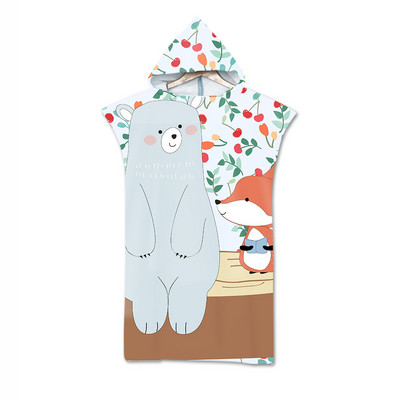 Animaciniai filmai Gyvūnai Suaugę vaikai Mikropluoštas greitai išdžiūsta paplūdimio rankšluostis su gobtuvu, plaukimo rankšluostis, keičiamas chalatas pončas