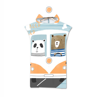 Animaciniai filmai Gyvūnai Suaugę vaikai Mikropluoštas greitai išdžiūsta paplūdimio rankšluostis su gobtuvu, plaukimo rankšluostis, keičiamas chalatas pončas