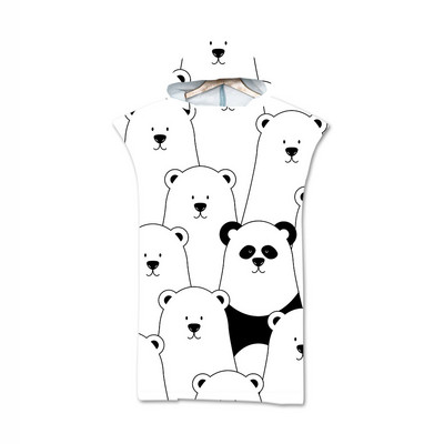 Animaciniai filmai Gyvūnai Suaugę vaikai Mikropluoštas greitai išdžiūsta paplūdimio rankšluostis su gobtuvu, plaukimo rankšluostis, keičiamas chalatas pončas