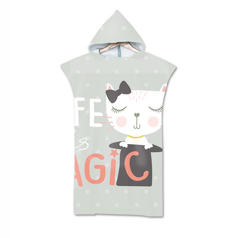 Animaciniai filmai Gyvūnai Suaugę vaikai Mikropluoštas greitai išdžiūsta paplūdimio rankšluostis su gobtuvu, plaukimo rankšluostis, keičiamas chalatas pončas