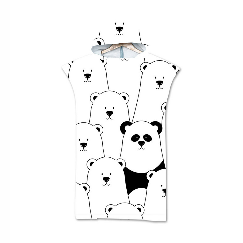 Animaciniai filmai Gyvūnai Suaugę vaikai Mikropluoštas greitai išdžiūsta paplūdimio rankšluostis su gobtuvu, plaukimo rankšluostis, keičiamas chalatas pončas