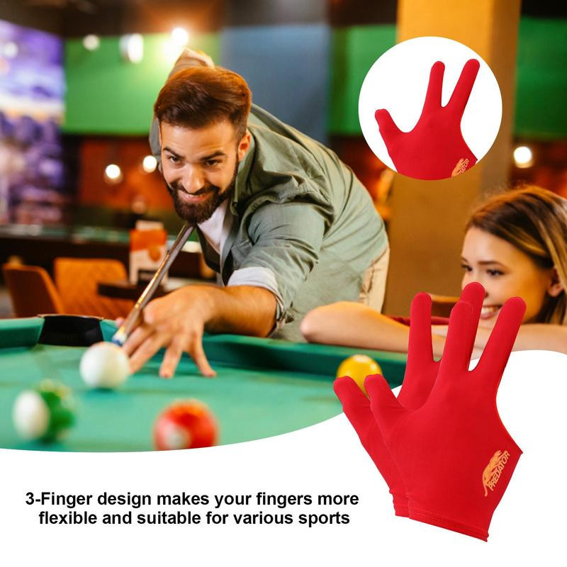 Γάντια μπιλιάρδου 2τμχ Γάντι προπόνησης μπιλιάρδου 3 δάχτυλα Αναπνεύσιμο, αντιολισθητικό, κεντημένο αθλητικό γάντι Pool Cue ελαστικότητας