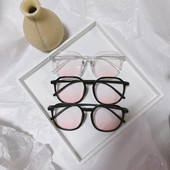 Madingi skaistalų akiniai Anti Blue Light Gradient Moteriški negabaritinių apvalių rėmelių akiniai permatomi universalūs akiniai