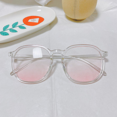Madingi skaistalų akiniai Anti Blue Light Gradient Moteriški negabaritinių apvalių rėmelių akiniai permatomi universalūs akiniai