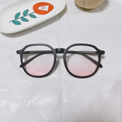 Madingi skaistalų akiniai Anti Blue Light Gradient Moteriški negabaritinių apvalių rėmelių akiniai permatomi universalūs akiniai