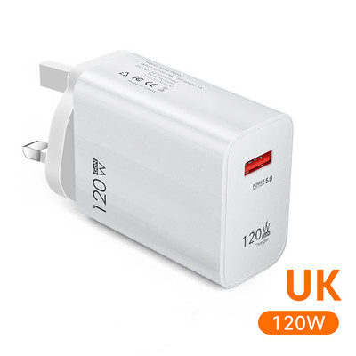 120 W greito įkrovimo USB įkroviklis 6A tipo C laidas, skirtas Samsung Xiaomi Huawei Quick Charge 5.0 sieninio USB mobiliojo telefono įkroviklio adapteriui
