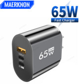 65 W GaN įkroviklis planšetinis kompiuteris USB C sieninis adapteris, tipas C PD greitas įkroviklis Greito įkrovimo mobiliojo telefono adapteris, skirtas iPhone Samsung Xiaomi