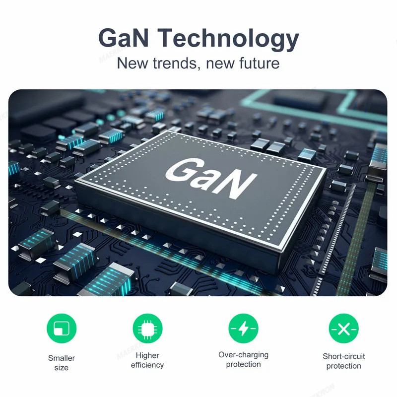 65 W GaN įkroviklis planšetinis kompiuteris USB C sieninis adapteris, tipas C PD greitas įkroviklis Greito įkrovimo mobiliojo telefono adapteris, skirtas iPhone Samsung Xiaomi