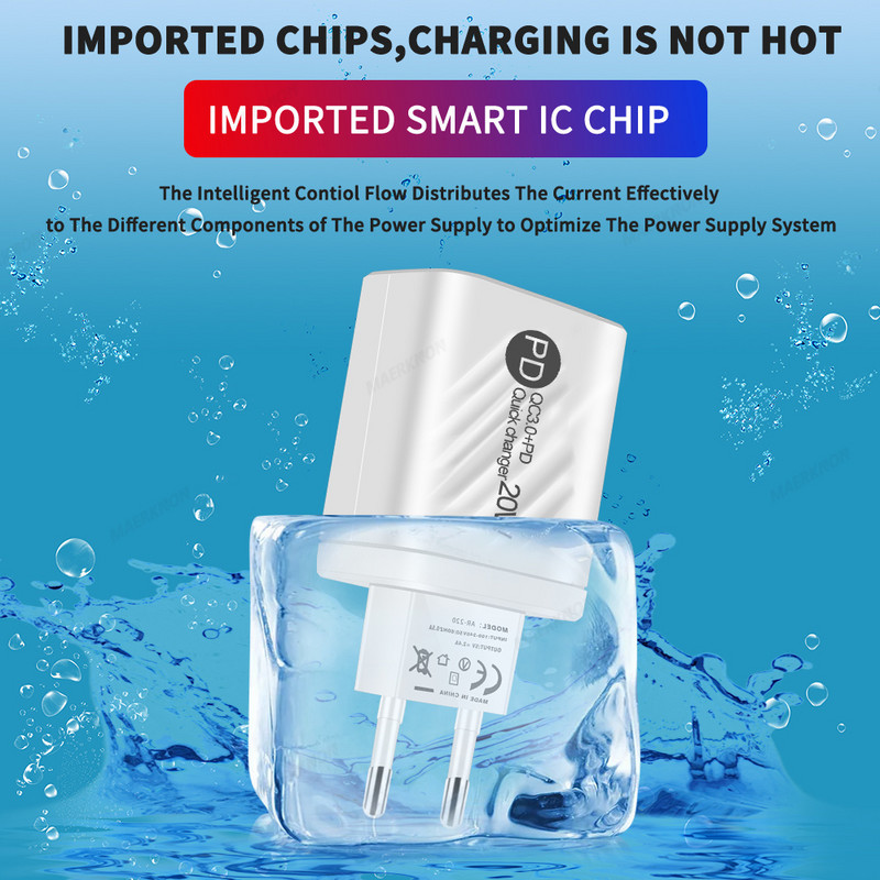 USB įkroviklis 20W greito įkrovimo mobiliojo telefono adapteris, skirtas iPhone 14 Samsung Xiaomi Huawei Quick Charge 3.0 sieninis USB įkroviklio adapteris