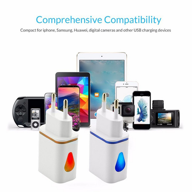 USB įkroviklis Dviejų prievadų 2A mobiliojo telefono įkrovimo adapteris, skirtas iPhone Samsung Xiaomi Huawei sieninis įkroviklis, suderinamas su ES / JAV kištuku