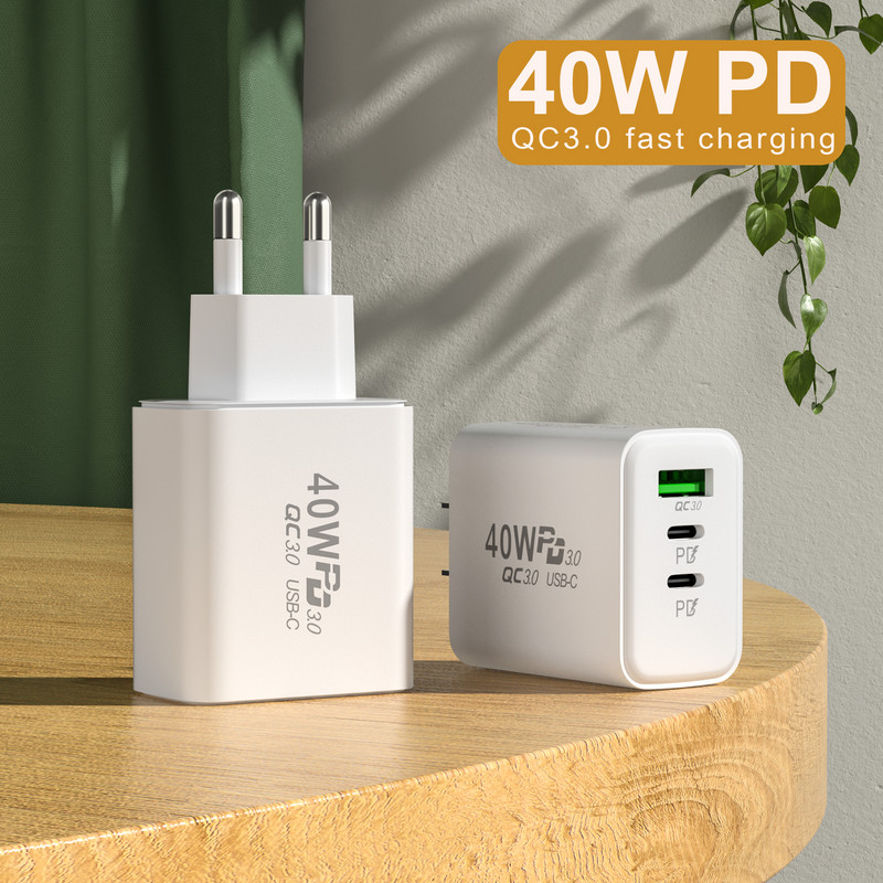 USB töltő 60W gyorstöltő C típusú mobiltelefon töltő adapter iPhone-hoz Samsung Xiaomi Huawei Quick Charge 3.0 fali töltő