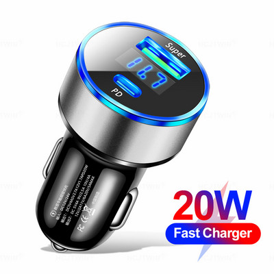 PD 20 W autolaadija QC3.0 ülikiire laadimisadapter C-tüüpi USB 22,5 W kaasaskantav iPhone 14 13 Pro Max / Xiaomi / Samsung jaoks