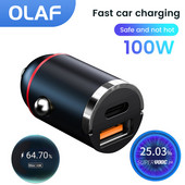 Φορτιστής αυτοκινήτου 100w USB+PD Τύπος C Πλήρης συμφωνία QC 3.0 Γρήγορη φόρτιση για iPhone 14 13 Προσαρμογέας κινητού τηλεφώνου Samsung Oneplus Xiaomi