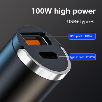 100w зарядно за кола USB+PD Type C Пълно съгласие QC 3.0 Бързо зареждане за iPhone 14 13 Xiaomi Oneplus Адаптер за мобилен телефон Samsung