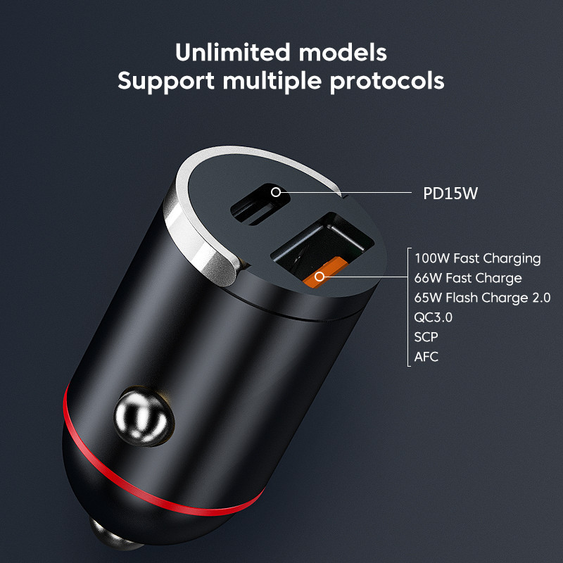 Φορτιστής αυτοκινήτου 100w USB+PD Τύπος C Πλήρης συμφωνία QC 3.0 Γρήγορη φόρτιση για iPhone 14 13 Προσαρμογέας κινητού τηλεφώνου Samsung Oneplus Xiaomi