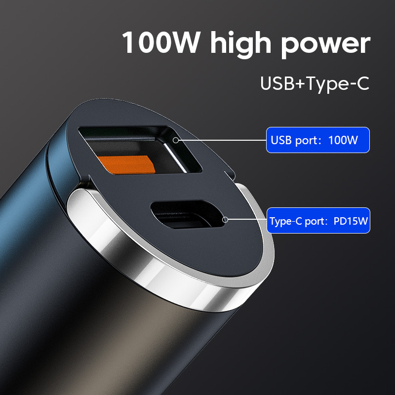 Φορτιστής αυτοκινήτου 100w USB+PD Τύπος C Πλήρης συμφωνία QC 3.0 Γρήγορη φόρτιση για iPhone 14 13 Προσαρμογέας κινητού τηλεφώνου Samsung Oneplus Xiaomi