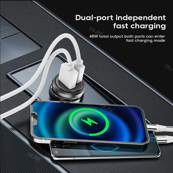 Μίνι μεταλλικός φορτιστής αυτοκινήτου 48W USB C Superfast Charging USBC Type C Προσαρμογέας φορτιστή τηλεφώνου αυτοκινήτου για iPhone Samsung Xiaomi Huawei