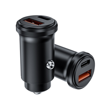 48W Mini metalinis automobilinis įkroviklis USB C itin greitas įkrovimas USBC Type C automobilinio telefono įkroviklio adapteris skirtas iphone Samsung Xiaomi Huawei