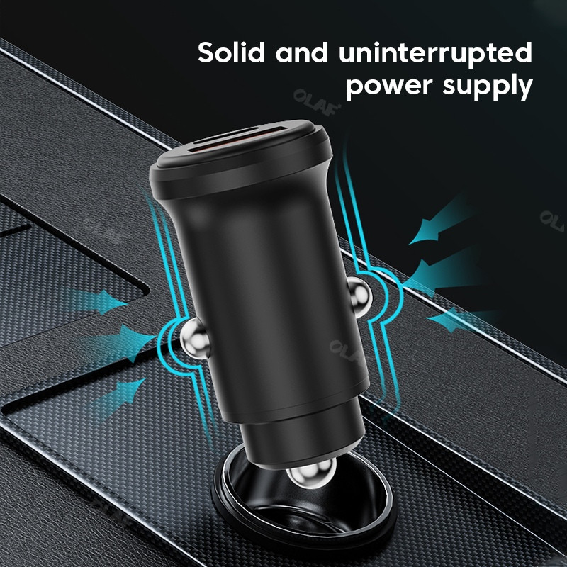 48W Mini metalinis automobilinis įkroviklis USB C itin greitas įkrovimas USBC Type C automobilinio telefono įkroviklio adapteris skirtas iphone Samsung Xiaomi Huawei