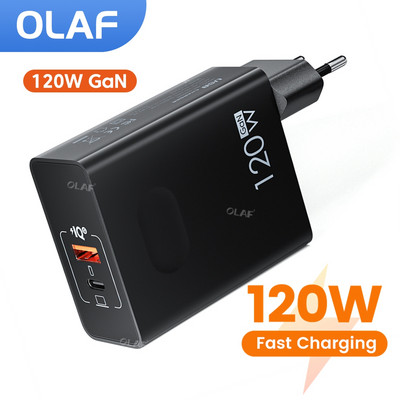 Olaf 120W GaN Charger PD Бързо зареждане Адаптер за зарядно за мобилен телефон Quick Charge 3.0 Type C Щепсели за iPhone 13 Samsung Xiaomi