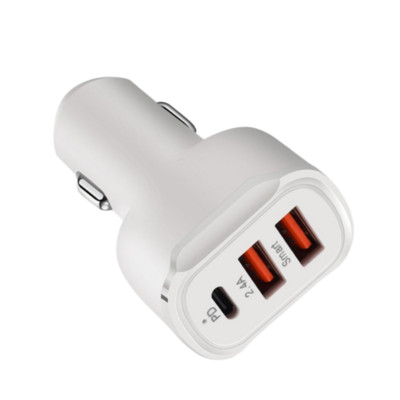 PD 30W USB automobilinis įkroviklis C tipo 3 prievadų automobilinis telefono įkroviklis Greitas įkrovimas skirtas iPhone 12 13 Xiaomi 12 Samsung S21 Huawei automobiliniam adapteriui