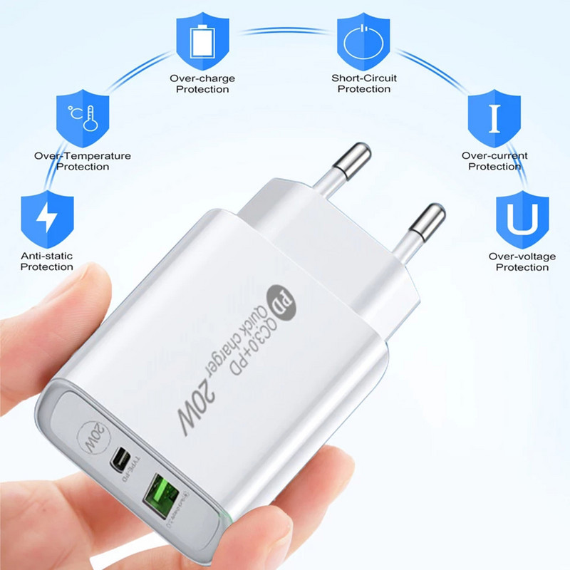 PD 20W USB laadija kiirlaadija QC 3.0 kiire telefoni seinalaadija adapter iPhone 13 12 Pro iPadile Huawei Xiaomi Samsung