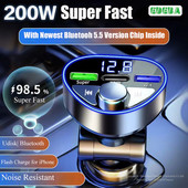 EDEBA automobilinis įkroviklis Bluetooth 5.5 itin greitas įkrovimas USB Type C PD su MP3 muzikos grotuvu U diskas skirtas iPhone Samsung mobiliesiems telefonams