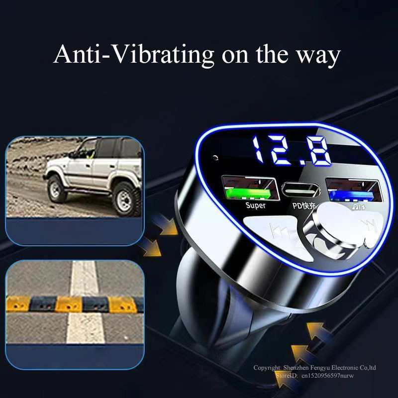 EDEBA automobilinis įkroviklis Bluetooth 5.5 itin greitas įkrovimas USB Type C PD su MP3 muzikos grotuvu U diskas skirtas iPhone Samsung mobiliesiems telefonams