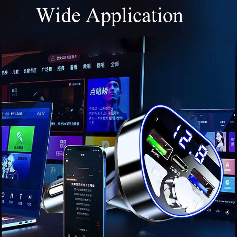 EDEBA automobilinis įkroviklis Bluetooth 5.5 itin greitas įkrovimas USB Type C PD su MP3 muzikos grotuvu U diskas skirtas iPhone Samsung mobiliesiems telefonams