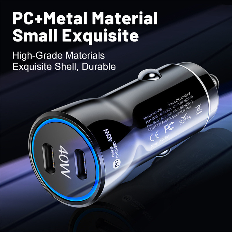 Încărcător de mașină UIGO 40W Încărcător de telefon cu dublu port PD Încărcare rapidă pentru iPhone 13 Samsung Xiaomi Adaptor încărcător pentru tabletă pentru telefon în mașină