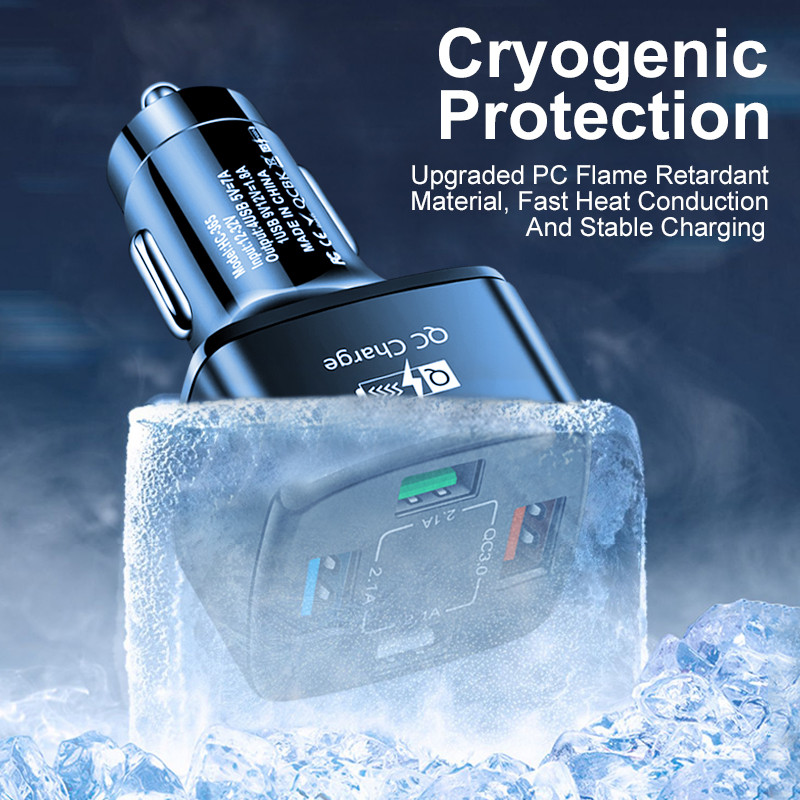3.1A automobilinis įkroviklis greito įkrovimo 4 USB PD automobilinio telefono įkroviklio adapteris, skirtas iPhone 13 12 Xiaomi Samsung Huawei automobiliniame įkroviklyje