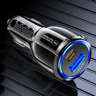 2023 m. Naujas 38W greito įkroviklio žiebtuvėlis QC 3.0+PD 20W greitas automobilio įkrovimas, skirtas iPhone Samsung Xiaomi greito įkrovimo adapterio telefono įkroviklis