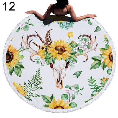 Suncokret Ručnik za plažu Rese Okrugli Brzo sušeći Vanjski ljetni morski pokrivač Kawaii tepih Joga prostirka za piknik Upijajući manto ogrtač