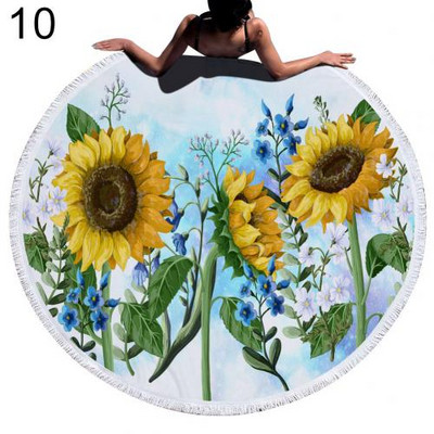 Suncokret Ručnik za plažu Rese Okrugli Brzo sušeći Vanjski ljetni morski pokrivač Kawaii tepih Joga prostirka za piknik Upijajući manto ogrtač