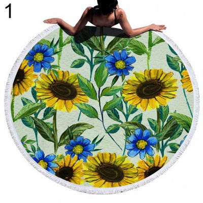 Suncokret Ručnik za plažu Rese Okrugli Brzo sušeći Vanjski ljetni morski pokrivač Kawaii tepih Joga prostirka za piknik Upijajući manto ogrtač