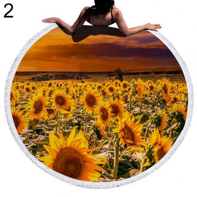 Suncokret Ručnik za plažu Rese Okrugli Brzo sušeći Vanjski ljetni morski pokrivač Kawaii tepih Joga prostirka za piknik Upijajući manto ogrtač