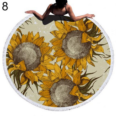 Suncokret Ručnik za plažu Rese Okrugli Brzo sušeći Vanjski ljetni morski pokrivač Kawaii tepih Joga prostirka za piknik Upijajući manto ogrtač
