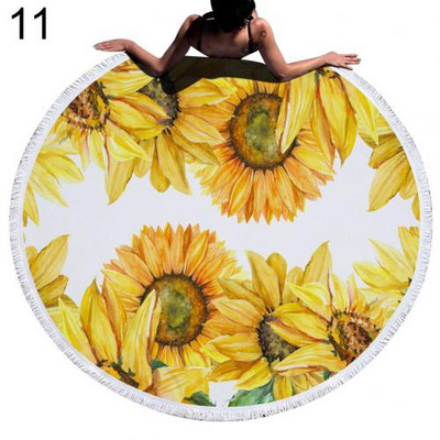 Suncokret Ručnik za plažu Rese Okrugli Brzo sušeći Vanjski ljetni morski pokrivač Kawaii tepih Joga prostirka za piknik Upijajući manto ogrtač