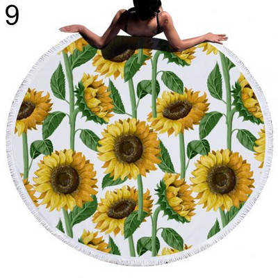 Suncokret Ručnik za plažu Rese Okrugli Brzo sušeći Vanjski ljetni morski pokrivač Kawaii tepih Joga prostirka za piknik Upijajući manto ogrtač