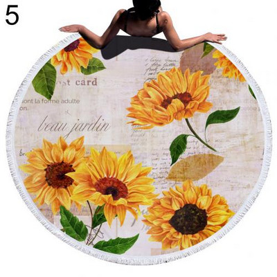 Suncokret Ručnik za plažu Rese Okrugli Brzo sušeći Vanjski ljetni morski pokrivač Kawaii tepih Joga prostirka za piknik Upijajući manto ogrtač