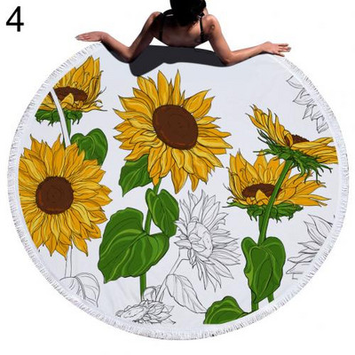 Suncokret Ručnik za plažu Rese Okrugli Brzo sušeći Vanjski ljetni morski pokrivač Kawaii tepih Joga prostirka za piknik Upijajući manto ogrtač