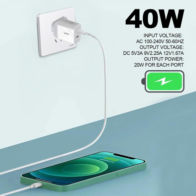 Zidni utikač za punjač 40W glava adaptera za punjenje s dva priključka Čvrsta školjka Alat za punjenje za telefone Slušalice Tableti i drugi uređaji