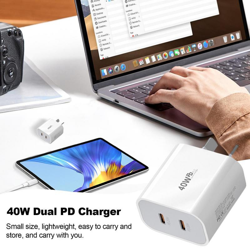 Zidni utikač za punjač 40W glava adaptera za punjenje s dva priključka Čvrsta školjka Alat za punjenje za telefone Slušalice Tableti i drugi uređaji