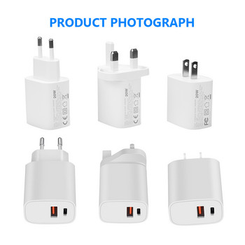 YCDC 20W Quick Charge Dual PD Charger Προσαρμογέας φορτιστή USB για iPhone 12 X Xs 8 Φορτιστής τηλεφώνου PD Samsung Xiaomi Φορτιστής USB C