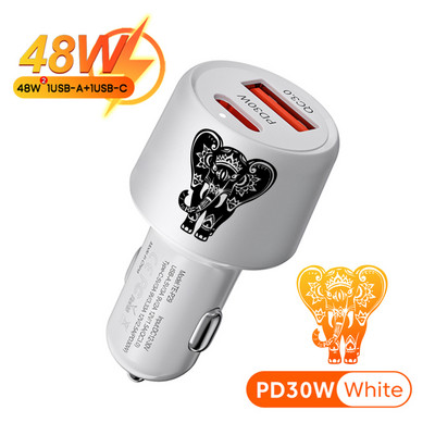 PSDA 3D Monkey 48W Dual USB automobilinio telefono įkroviklis C tipo USB greito įkrovimo automobilinis adapteris, skirtas Xiaomi Samsung Huawei iphone 15 14 QC3.0