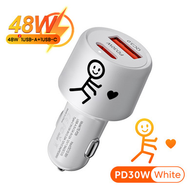 PSDA 3D Monkey 48W Dual USB automobilinio telefono įkroviklis C tipo USB greito įkrovimo automobilinis adapteris, skirtas Xiaomi Samsung Huawei iphone 15 14 QC3.0