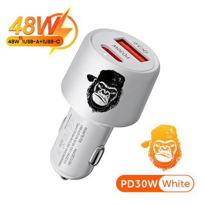 PSDA 3D Monkey 48W Dual USB automobilinio telefono įkroviklis C tipo USB greito įkrovimo automobilinis adapteris, skirtas Xiaomi Samsung Huawei iphone 15 14 QC3.0