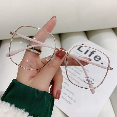 Μεγάλο τετράγωνο σκελετό Ins Style Γυαλιά αντι-μπλε φωτός Ρετρό μεταλλικό σκελετό Γυαλιά ανάγνωσης μπλε μπλοκ